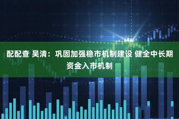 配配查 吴清：巩固加强稳市机制建设 健全中长期资金入市机制